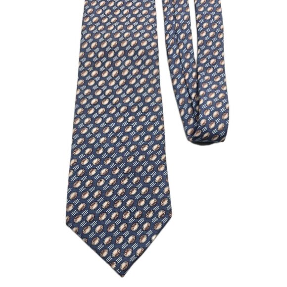 Vineyard Vines Martha's Vineyard FOOTBALLS All Over Print Men's Blue Silk Tie - Picture 1 of 7